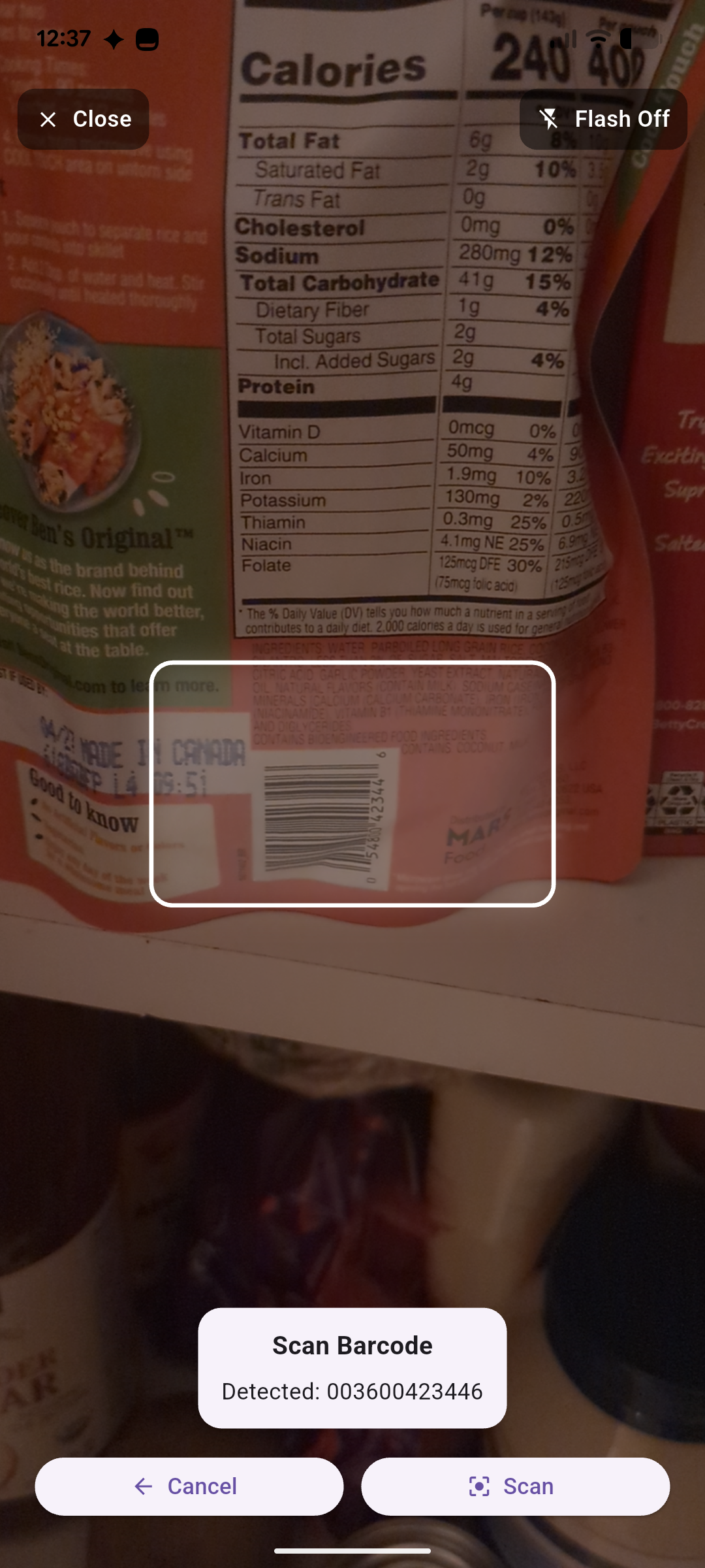 DateTrak live barcode scanner